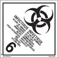 TDG Shipping Labels, Class 6.2, Infectious Substances, Paper SPOC Demo