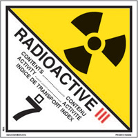 TDG Shipping Labels, Class 7, Radioactive III, Paper SPOC Demo