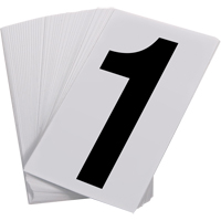 Num&eacute;ros autocollants, 1, 3-1/2" h, Noir sur blanc SPOC Demo