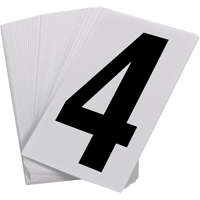 Num&eacute;ros autocollants, 4, 3-1/2" h, Noir sur blanc SPOC Demo