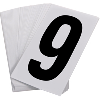 Num&eacute;ros autocollants, 9, 3-1/2" h, Noir sur blanc SPOC Demo