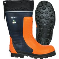 Bushwhacker Chainsaw Boots, Rubber, Steel Toe, Size 6, Puncture Resistant Sole SPOC Demo
