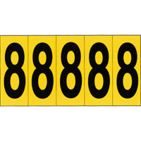 Rep&egrave;res adh&eacute;sifs &agrave; chiffres individuels, 8, 3-7/8" h, Noir sur jaune SPOC Demo