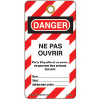 Lockout Tags, Plastic, 3" W x 5-3/4" H, French SPOC Demo