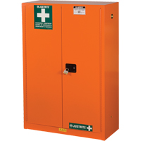 Emergency Preparedness Storage Cabinets, Steel, 4 Shelves, 65" H x 43" W x 18" D, Orange SPOC Demo