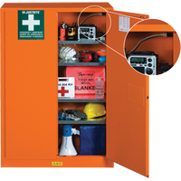 Emergency Preparedness Storage Cabinets, Steel, 4 Shelves, 65" H x 43" W x 18" D, Orange SPOC Demo