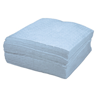 Premium Blue Bonded Sorbent Pads, Oil Only, 15" x 17", 8 gal. Absorbancy SPOC Demo