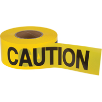 Ruban pour barricade Caution, Anglais, 3" la x 1000' lo, 1,5 mil, Noir sur jaune SPOC Demo