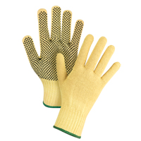 Dotted Seamless String Knit Gloves, Size Medium/8, 7 Gauge, PVC Coated, Kevlar&reg; Shell, ASTM ANSI Level A2/EN 388 Level 3 SPOC Demo