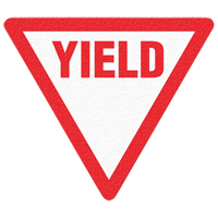 Panneau de signalisation au sol  Yield , Adh&eacute;sif, Anglais avec pictogramme SPOC Demo
