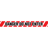 Barricade Tape, English, 3" W x 1000' L, 2 mils, Black on Red SPOC Demo
