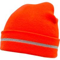 Bonnet en tricot haute visibilit&eacute; avec bande r&eacute;fl&eacute;chissante, Orange haute visibilit&eacute;, Acrylique SPOC Demo