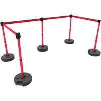 Ensemble de cinq montants pour barri&egrave;re PLUS, Plastique, 42" h, Ruban Rouge, Longueur du ruban 15' SPOC Demo