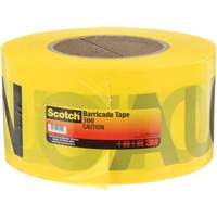 Ruban pour barri&egrave;res pour services publics souterrains Scotch, Anglais, 3" la x 1000' lo, 2 mils, Noir sur jaune SPOC Demo