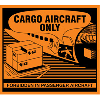 "Cargo Aircraft Only" Handling Labels, 4-3/4" L x 4-1/4" W, Orange SPOC Demo