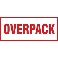 "Overpack" Handling Labels, 6" L x 2-1/2" W, Red on White SPOC Demo