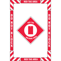 "Red Tag Holding Area" Floor Marking Kit, Adhesive, English with Pictogram SPOC Demo