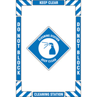 "Cleaning Station" Floor Marking Kit, Adhesive, English with Pictogram SPOC Demo
