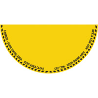"Caution" Half Circle Swing Door Floor Sign, Adhesive, English with Pictogram SPOC Demo