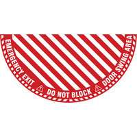 "Emergency Exit" Half Circle Swing Door Floor Sign, Adhesive, English with Pictogram SPOC Demo