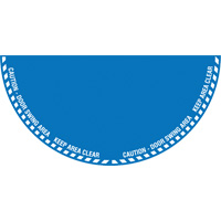 "Caution" Half Circle Swing Door Floor Sign, Adhesive, English with Pictogram SPOC Demo