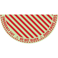 "Emergency Exit" Half Circle Swing Door Floor Sign, Adhesive, English with Pictogram SPOC Demo
