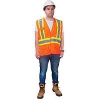 Veste d'arpenteur haute visibilit&eacute; conforme &agrave; la CSA, Orange haute visibilit&eacute;, Moyen, Polyester SPOC Demo