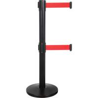 Barri&egrave;re pour le contr&ocirc;le des foules &agrave; courroie double, Acier, 35" h, Ruban Rouge, Longueur du ruban 7' SPOC Demo