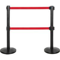 Barri&egrave;re pour le contr&ocirc;le des foules &agrave; courroie double, Acier, 35" h, Ruban Rouge, Longueur du ruban 7' SPOC Demo