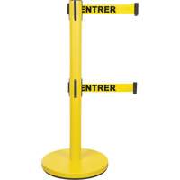 Barri&egrave;re pour le contr&ocirc;le des foules &agrave; courroie double, Acier, 35" h, Ruban Jaune, Longueur du ruban 7' SPOC Demo