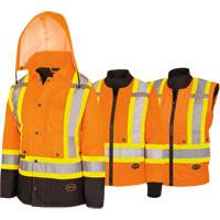 5020BBW Women's  7-in-1 Waterproof Jacket with Hood, Polyester/Polyurethane, High Visibility Orange, X-Small SPOC Demo