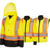 5021BBW Women's  7-in-1 Waterproof Jacket with Hood, Polyester/Polyurethane, High Visibility Lime-Yellow, X-Small SPOC Demo