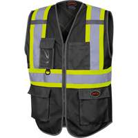 6959BK Tricot High-Visibility Safety Vest with Zipper Closure, Black, X-Small, Polyester SPOC Demo