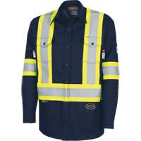 7742SF FR-TECH&reg; High-Visibility 88/12 Arc-Rated Safety Shirt, Small, Navy Blue SPOC Demo