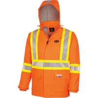5884 Manteau imperm&eacute;able ignifuge et r&eacute;sistant aux arcs &eacute;lectriques avec capuchon Flash-Gard, Petit, Orange haute visibilit&eacute;, 51 cal/cm² SPOC Demo
