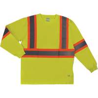Long Sleeve Safety T-Shirt, Cotton, X-Small, High Visibility Lime-Yellow SPOC Demo