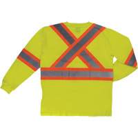 Long Sleeve Safety T-Shirt, Cotton, X-Small, High Visibility Lime-Yellow SPOC Demo
