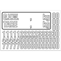 Trousse de num&eacute;rotation de la masse brute du v&eacute;hicule (MBV) pour camion, Num&eacute;ros/lettres/ponctuation assortis, Blanc SPOC Demo