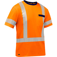 Bisley&reg; X-Back Short Sleeve Shirt, Poly-Cotton, Small, High Visibility Orange SPOC Demo
