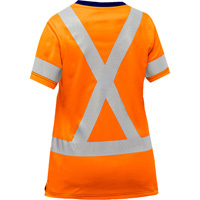 Bisley&reg; Women's X-Back Short Sleeve Shirt, Poly-Cotton, Small, High Visibility Orange SPOC Demo