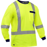 Bisley&reg; X-Back Long Sleeve Shirt, Poly-Cotton, Small, High Visibility Lime-Yellow SPOC Demo