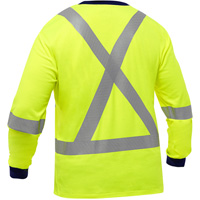 Bisley&reg; X-Back Long Sleeve Shirt, Poly-Cotton, Small, High Visibility Lime-Yellow SPOC Demo