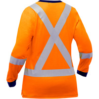 Bisley&reg; Women's X-Back Long Sleeve Shirt, Poly-Cotton, Small, High Visibility Orange SPOC Demo