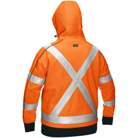 Coton ouat&eacute; doubl&eacute; de sherpa avec capuchon &agrave; fermeture &eacute;clair compl&egrave;te et X au dos Bisley pour femmes, Petit, Orange haute visibilit&eacute; SPOC Demo