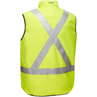 Veste bouffante r&eacute;versible avec X au dos Bisley, Jaune lime haute visibilit&eacute;, Petit, Polyester SPOC Demo