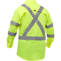 Bisley&reg; X-Back Long Sleeve Work Shirt with X-Airflow, Poly-Cotton, Small, High Visibility Lime-Yellow SPOC Demo
