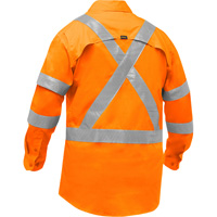 Bisley&reg; X-Back Long Sleeve Work Shirt with X-Airflow, Poly-Cotton, Small, High Visibility Orange SPOC Demo