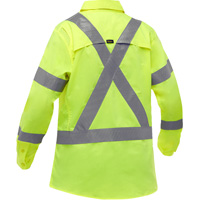 Bisley&reg; X-Back Women's Long Sleeve Work Shirt with X-Airflow, Poly-Cotton, Small, High Visibility Lime-Yellow SPOC Demo