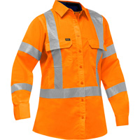 Bisley&reg; X-Back Women's Long Sleeve Work Shirt with X-Airflow, Poly-Cotton, Small, High Visibility Orange SPOC Demo