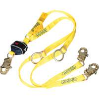 Twin-Leg Tie-Back Web Shock-Absorbing Lanyard, 6', Snap Hook Center, Snap Hook Leg Ends, Polyester SPOC Demo